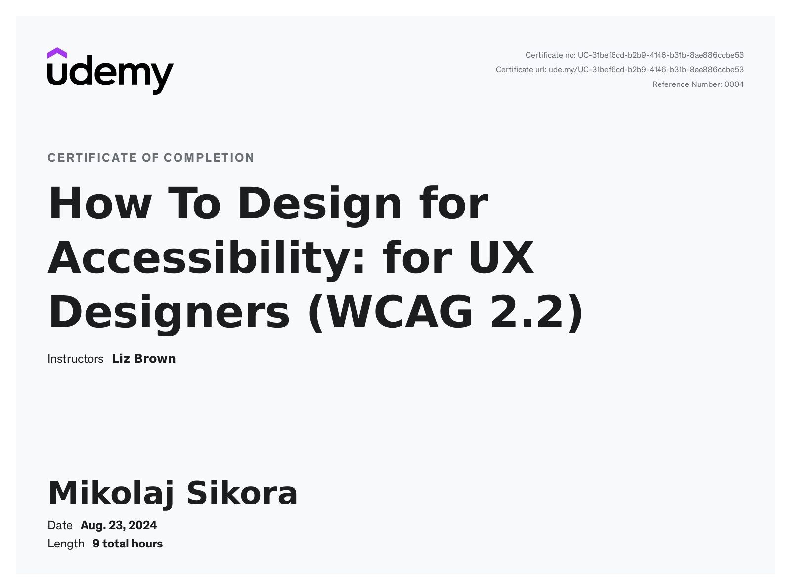 Udemy — WCAG 2.2 for UX Designers